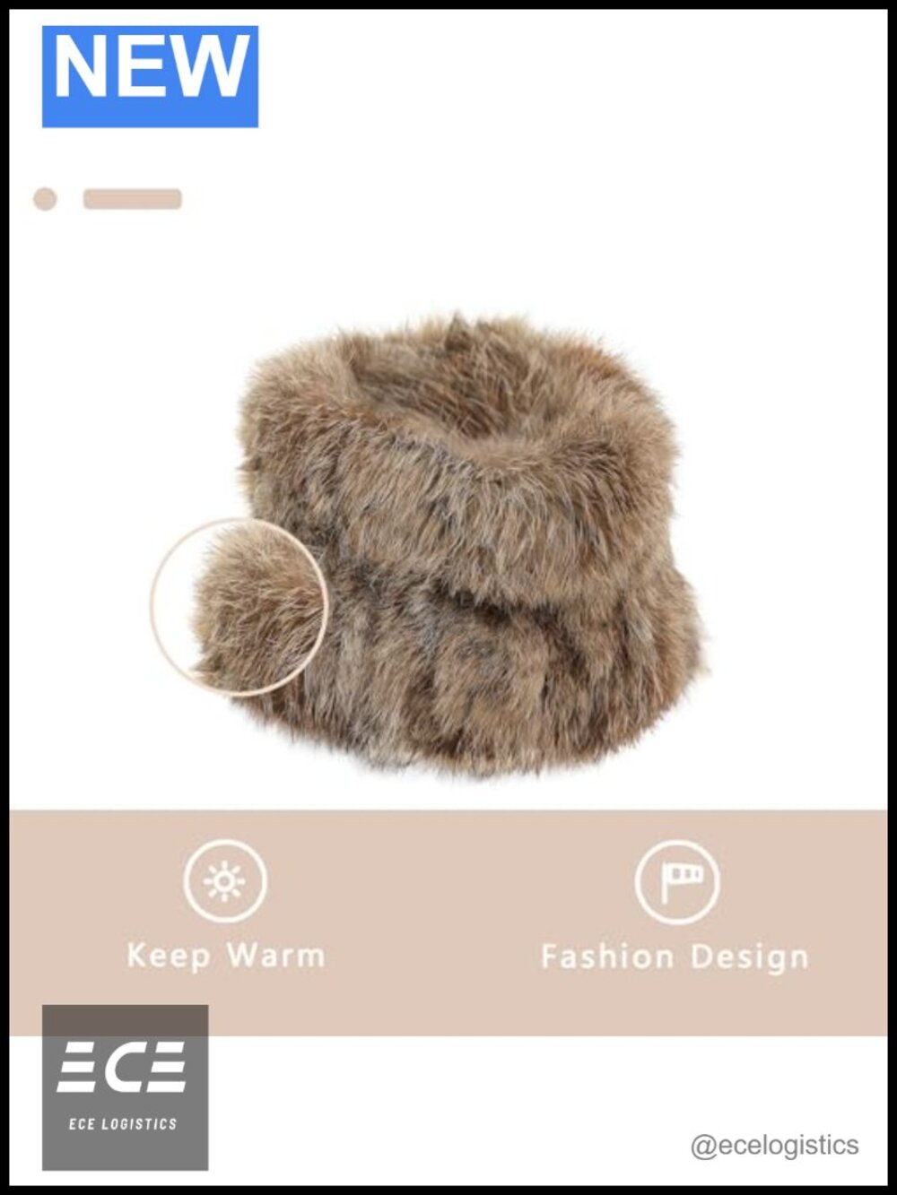 Knitted Rex Rabbit Fur Neck Warmer Infinity Loop Scarf - Picture 3 of 4